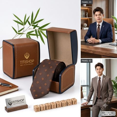 Bộ 2 Món Hộp Da & Cavat TITISHOP ( Tặng Sang ) - 062