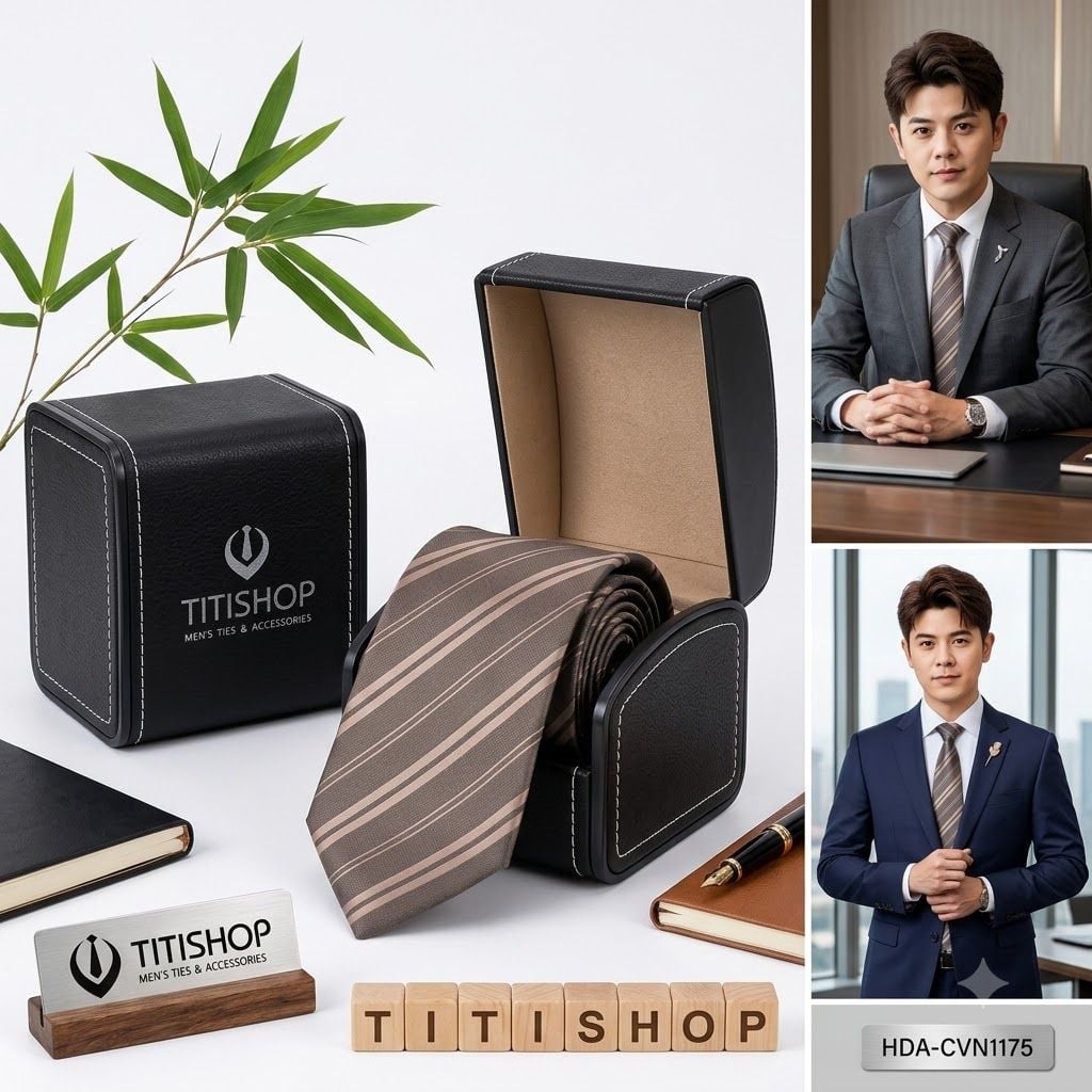 Bộ 2 Món Hộp Da & Cavat TITISHOP ( Tặng Sang ) - 063