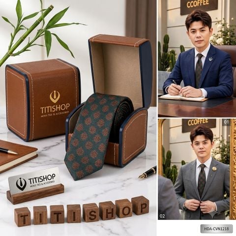 Bộ 2 Món Hộp Da & Cavat TITISHOP ( Tặng Sang ) - 064