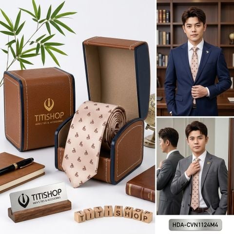 Bộ 2 Món Hộp Da & Cavat TITISHOP ( Tặng Sang ) - 065