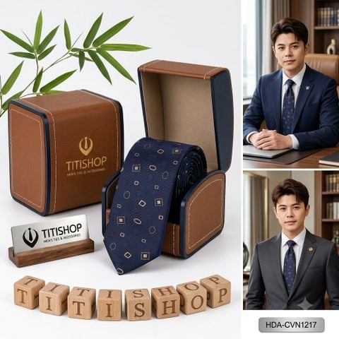 Bộ 2 Món Hộp Da & Cavat TITISHOP ( Tặng Sang ) - 066