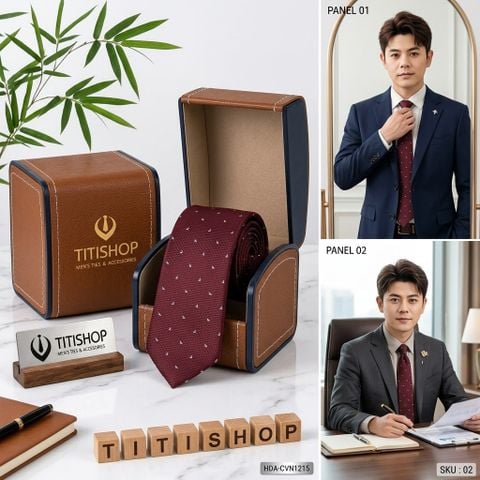 Bộ 2 Món Hộp Da & Cavat TITISHOP ( Tặng Sang ) - 067
