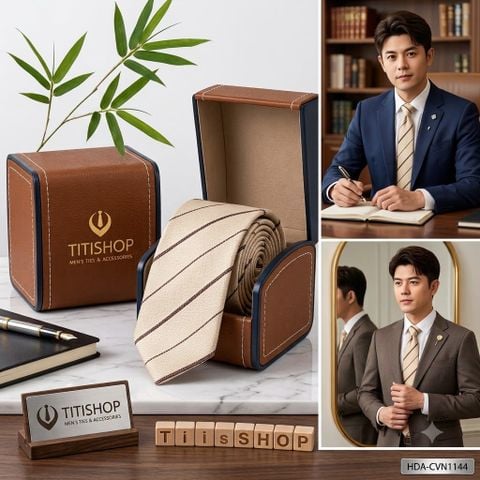 Bộ 2 Món Hộp Da & Cavat TITISHOP ( Tặng Sang ) - 069