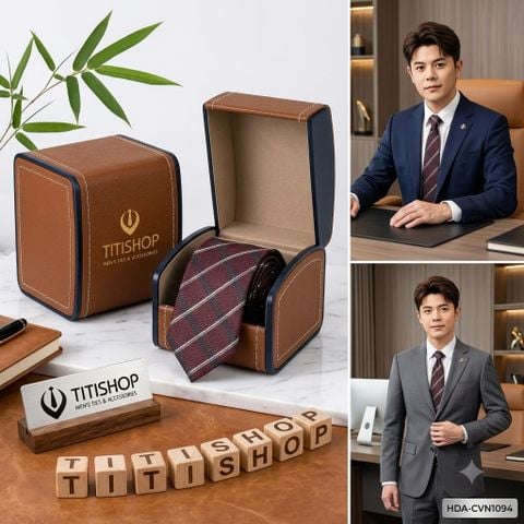 Bộ 2 Món Hộp Da & Cavat TITISHOP ( Tặng Sang ) - 070