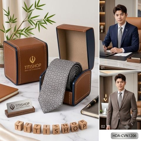 Bộ 2 Món Hộp Da & Cavat TITISHOP ( Tặng Sang ) - 071