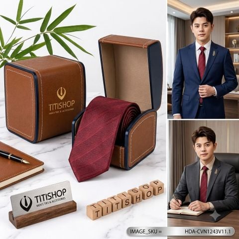 Bộ 2 Món Hộp Da & Cavat TITISHOP ( Tặng Sang ) - 072