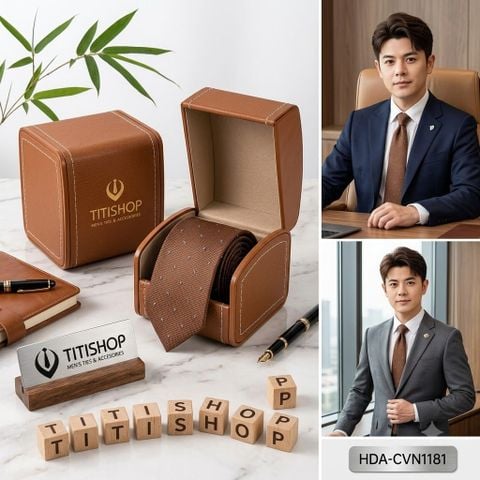 Bộ 2 Món Hộp Da & Cavat TITISHOP ( Tặng Sang ) - 073