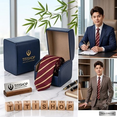 Bộ 2 Món Hộp Da & Cavat TITISHOP ( Tặng Sang ) - 076