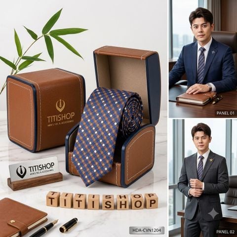 Bộ 2 Món Hộp Da & Cavat TITISHOP ( Tặng Sang ) - 077