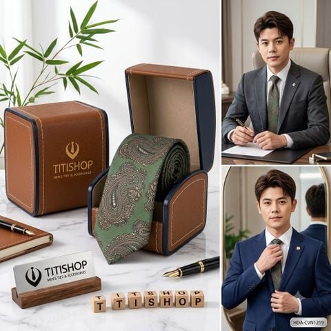 Bộ 2 Món Hộp Da & Cavat TITISHOP ( Tặng Sang ) - 078