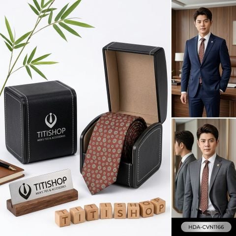 Bộ 2 Món Hộp Da & Cavat TITISHOP ( Tặng Sang ) - 081