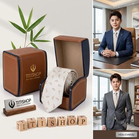 Bộ 2 Món Hộp Da & Cavat TITISHOP ( Tặng Sang ) - 082