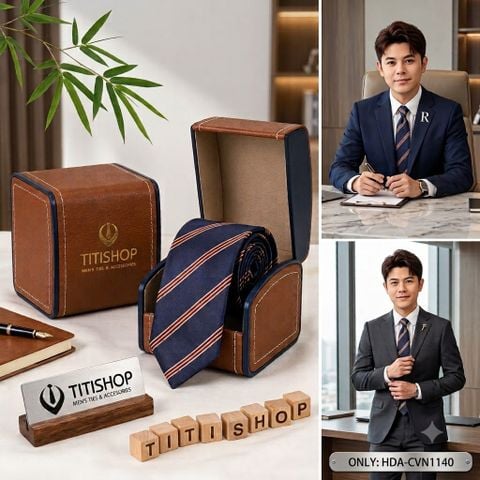 Bộ 2 Món Hộp Da & Cavat TITISHOP ( Tặng Sang ) - 083