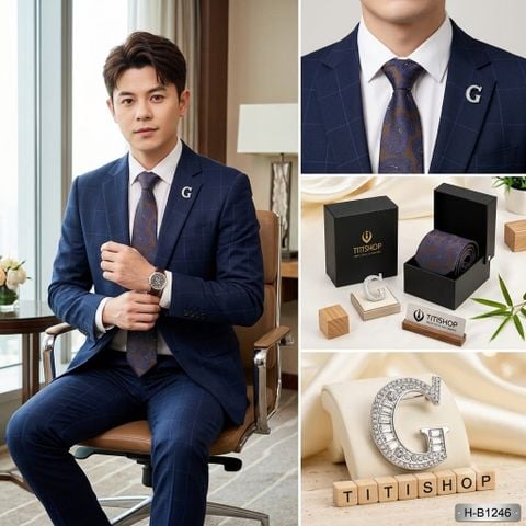 Bộ Hộp Cavat & Trâm Cài Áo TITISHOP - 121
