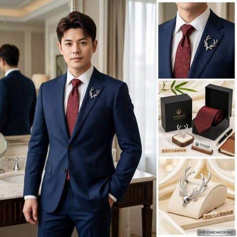 Bộ Hộp Cavat & Trâm Cài Áo TITISHOP - 122