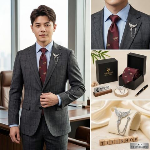 Bộ Hộp Cavat & Trâm Cài Áo TITISHOP - 123