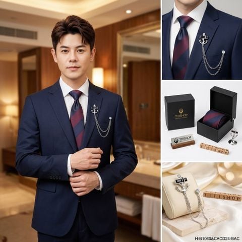 Bộ Hộp Cavat & Trâm Cài Áo TITISHOP - 126