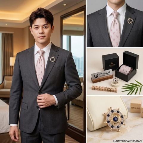 Bộ Hộp Cavat & Trâm Cài Áo TITISHOP - 127