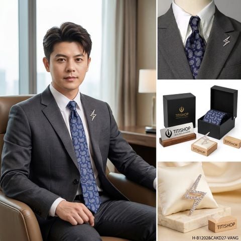 Bộ Hộp Cavat & Trâm Cài Áo TITISHOP - 129