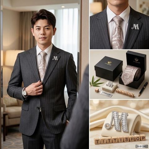Bộ Hộp Cavat & Trâm Cài Áo TITISHOP - 135
