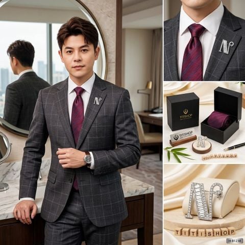 Bộ Hộp Cavat & Trâm Cài Áo TITISHOP - 136