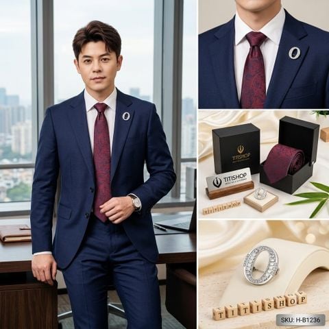 Bộ Hộp Cavat & Trâm Cài Áo TITISHOP - 138