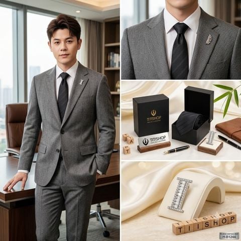 Bộ Hộp Cavat & Trâm Cài Áo TITISHOP - 140