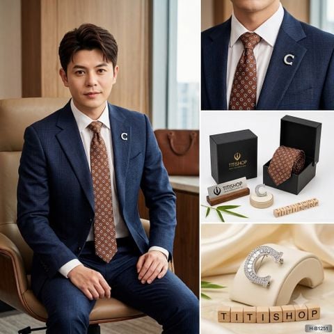 Bộ Hộp Cavat & Trâm Cài Áo TITISHOP - 141