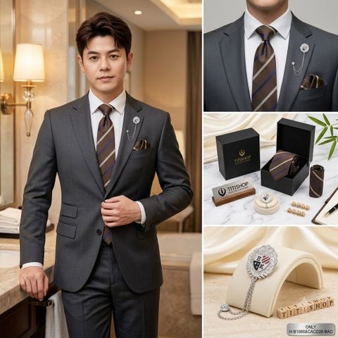 Bộ Hộp 3 Món Cavat + Khăn cài & Trâm Cài - 128