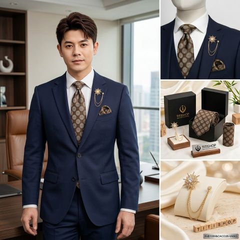 Bộ Hộp 3 Món Cavat + Khăn cài & Trâm Cài - 129