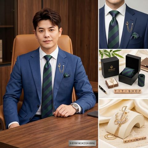 Bộ Hộp 3 Món Cavat + Khăn cài & Trâm Cài - 131