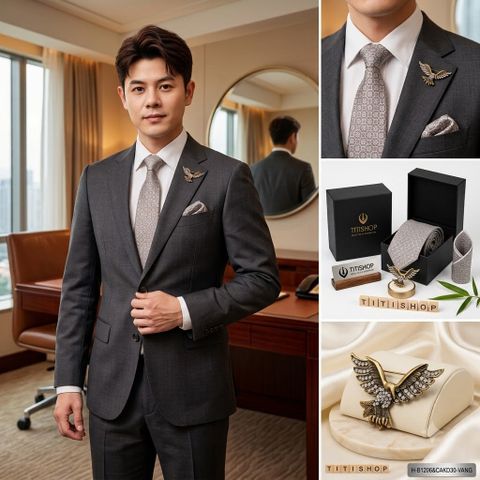 Bộ Hộp 3 Món Cavat + Khăn cài & Trâm Cài - 136