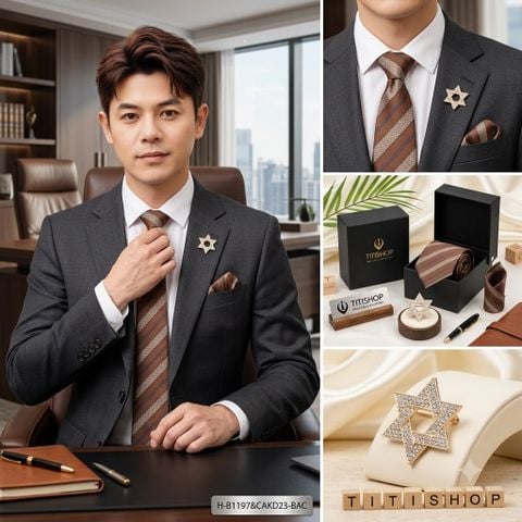 Bộ Hộp 3 Món Cavat + Khăn cài & Trâm Cài - 137