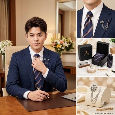 Bộ Hộp 3 Món Cavat + Khăn cài & Trâm Cài - 139