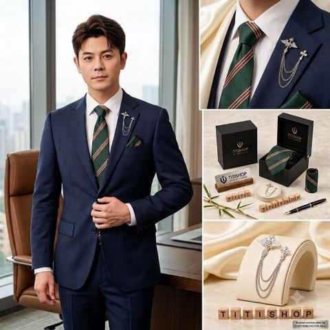 Bộ Hộp 3 Món Cavat + Khăn cài & Trâm Cài - 141