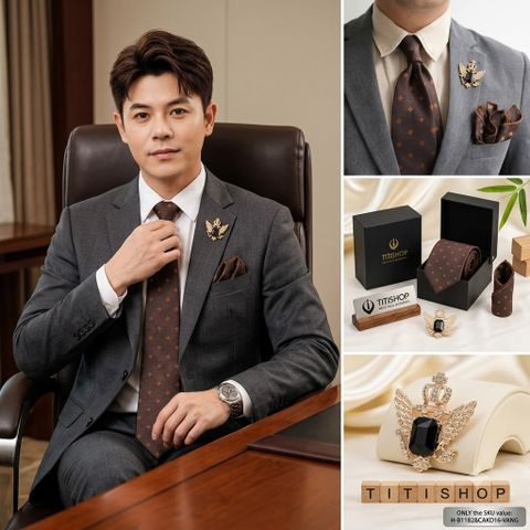Bộ Hộp 3 Món Cavat + Khăn cài & Trâm Cài - 148
