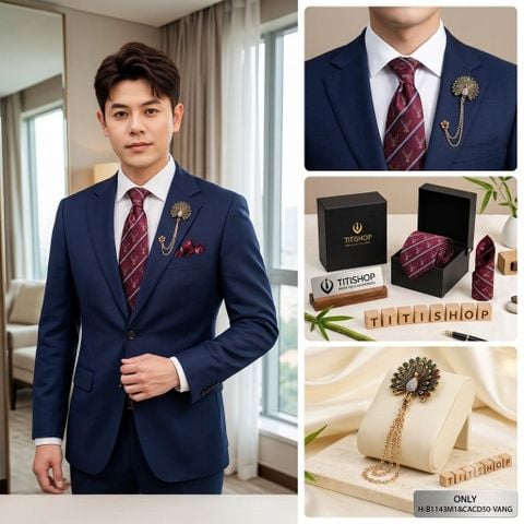 Bộ Hộp 3 Món Cavat + Khăn cài & Trâm Cài - 149