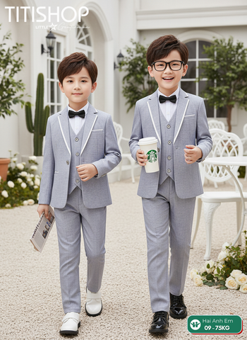 BỘ VEST BÉ TRAI, VEST ANH EM TITISHOP ( KT ) 08-75kg