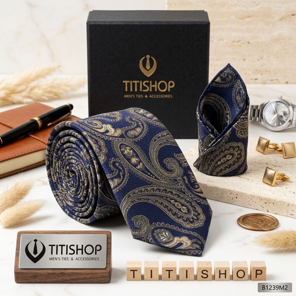 Sét Bộ Cavat & Khăn Cài TITISHOP - 003