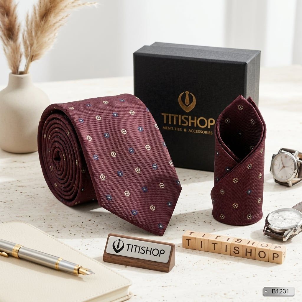 Sét Bộ Cavat & Khăn Cài TITISHOP - 004