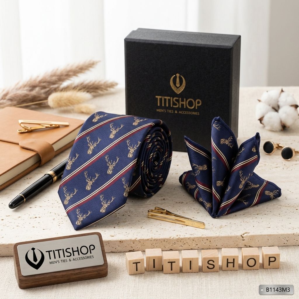 Sét Bộ Cavat & Khăn Cài TITISHOP - 006