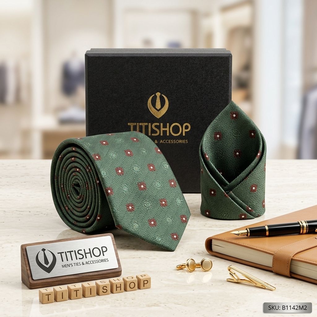 Sét Bộ Cavat & Khăn Cài TITISHOP - 008