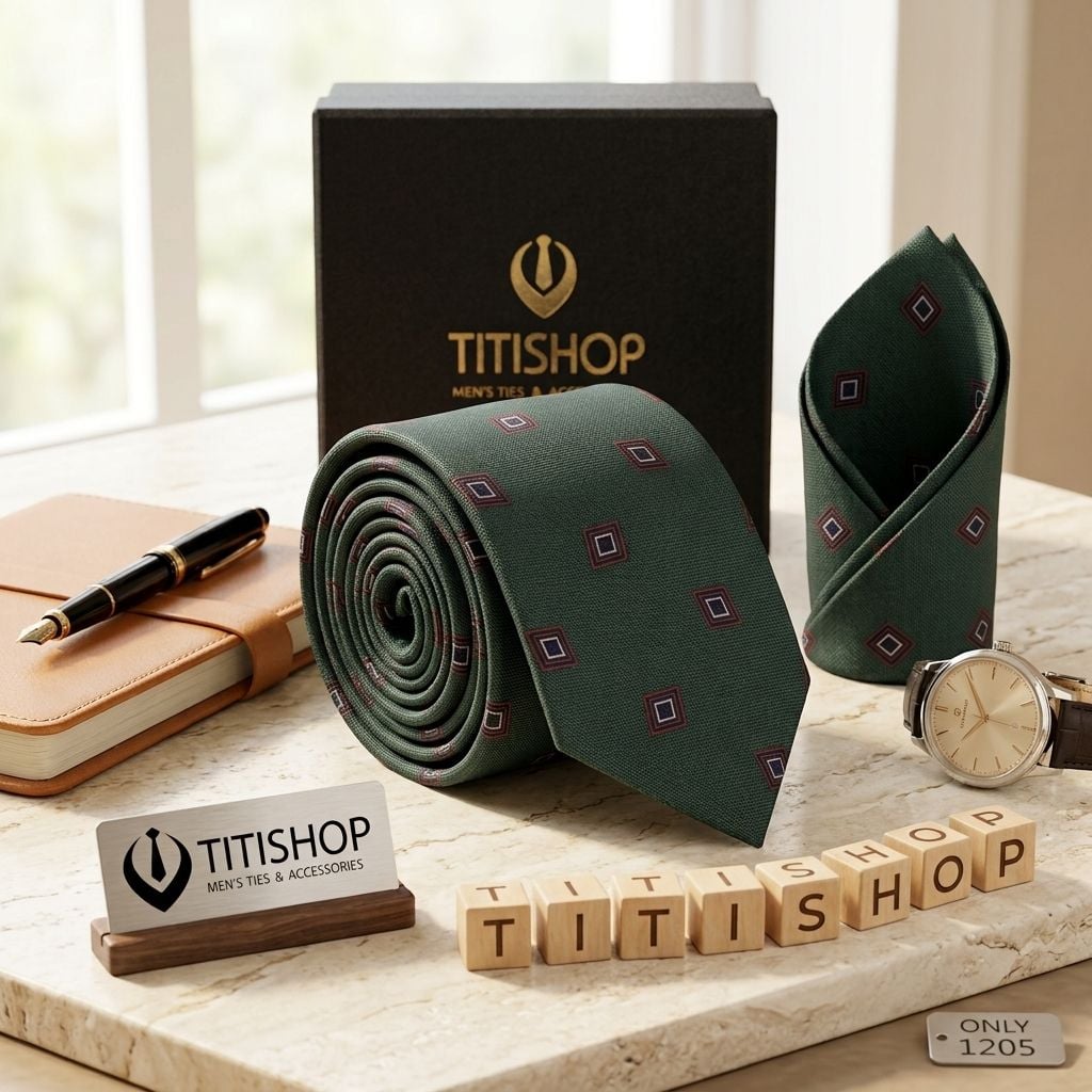 Sét Bộ Cavat & Khăn Cài TITISHOP - 033