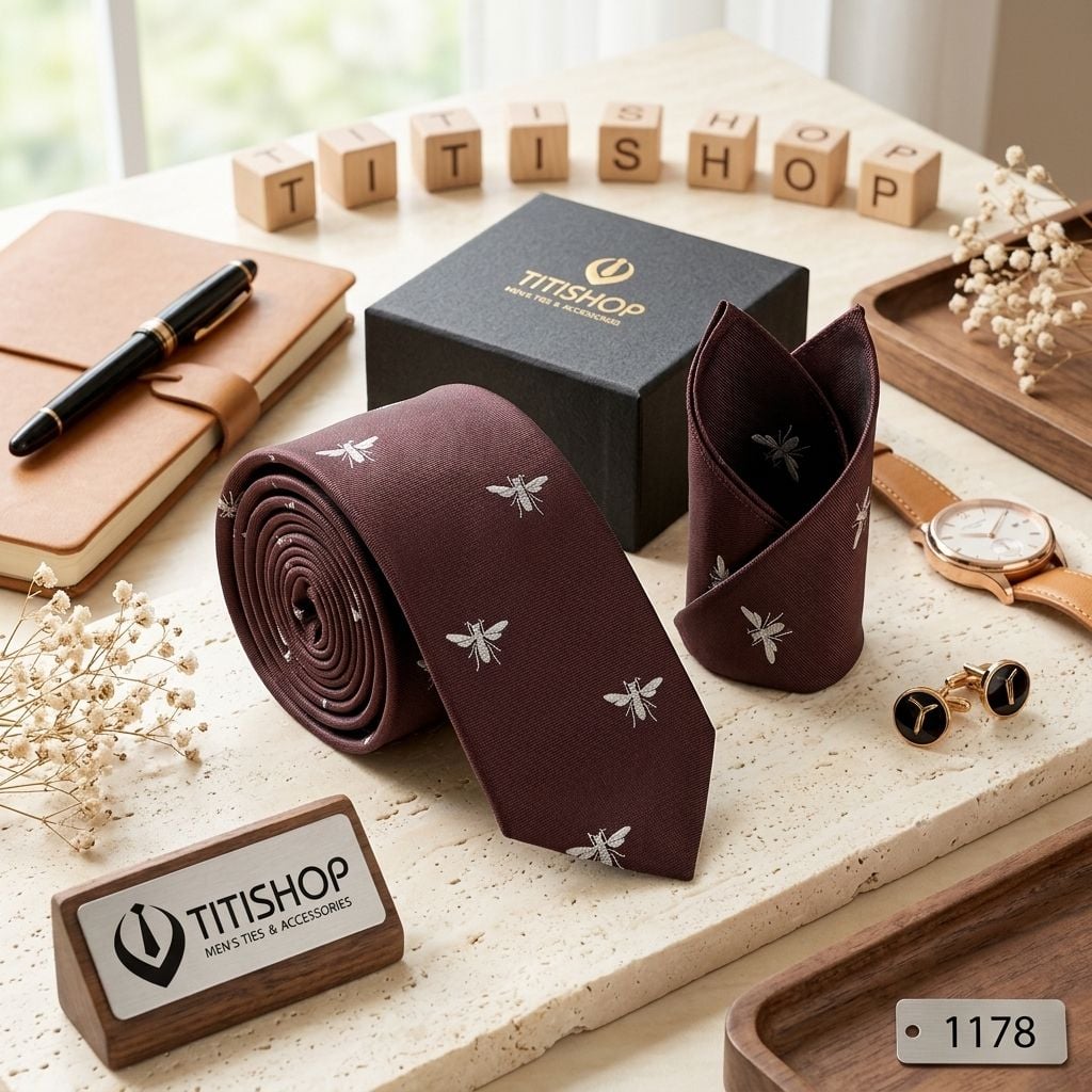 Sét Bộ Cavat & Khăn Cài TITISHOP - 066