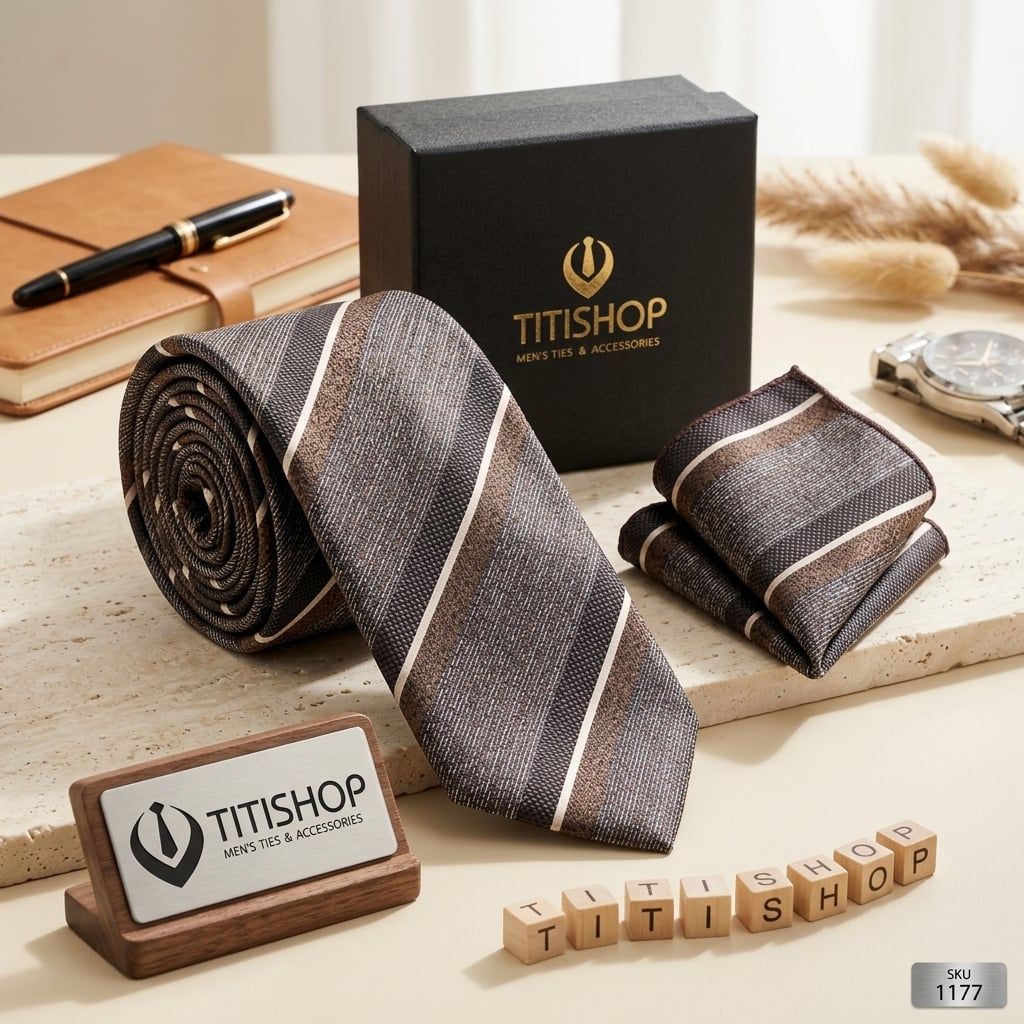 Sét Bộ Cavat & Khăn Cài TITISHOP - 067