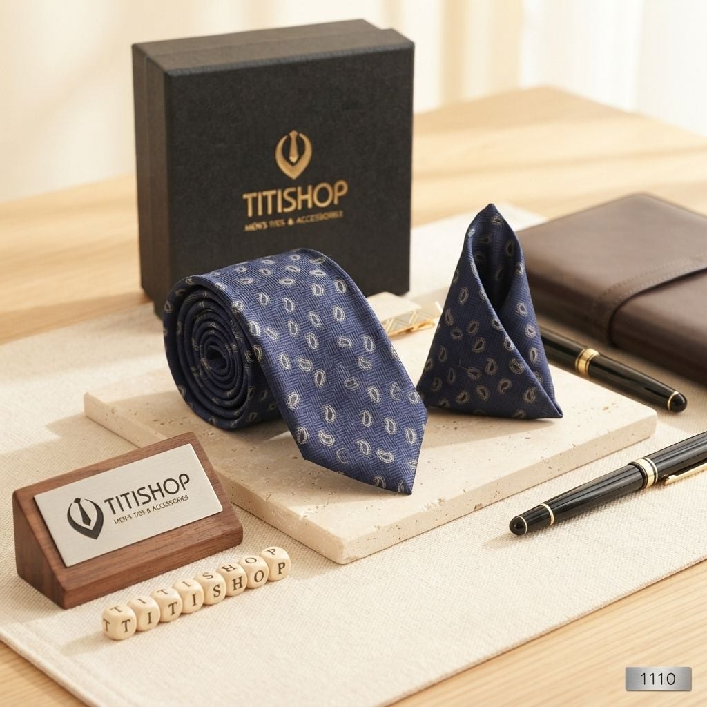 Sét Bộ Cavat & Khăn Cài TITISHOP - 006