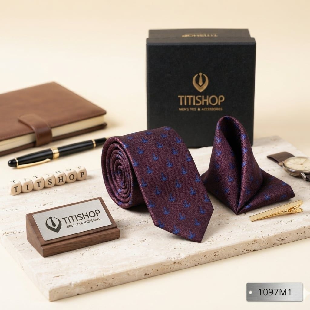 Sét Bộ Cavat & Khăn Cài TITISHOP - 019