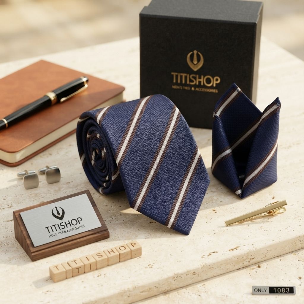 Sét Bộ Cavat & Khăn Cài TITISHOP - 014