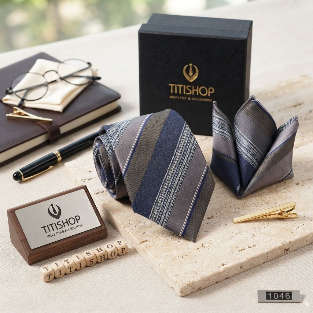 Sét Bộ Cavat & Khăn Cài TITISHOP - 036