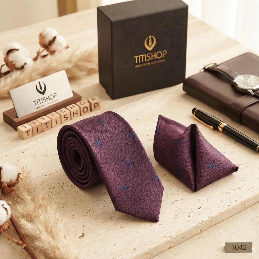 Sét Bộ Cavat & Khăn Cài TITISHOP - 037